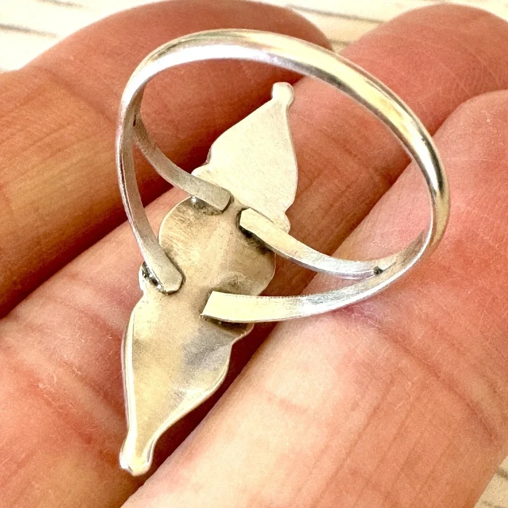 Native American Red Coral Ring Sz 7.5 Sterling FC‎ Fred Cachini Zuni Long